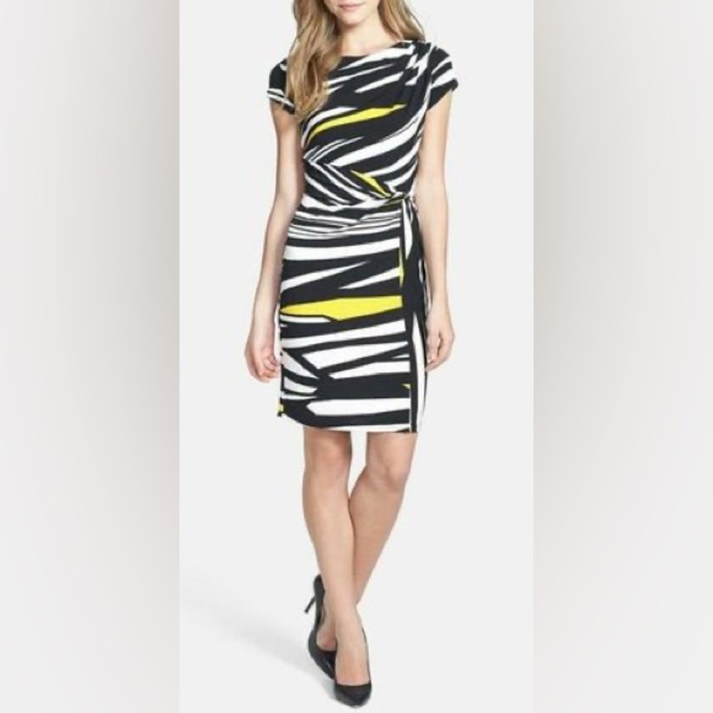 EILEEN TRACY Black/White/Yellow Striped Short Sleeve Dress, Women’s S, worn once